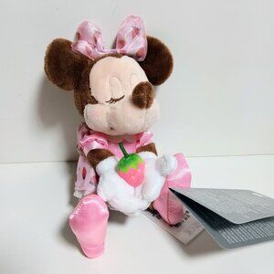 Minnie Mouse Strawberry Plush Keychain Bag Charm Disney Japan Sweet Series NEW